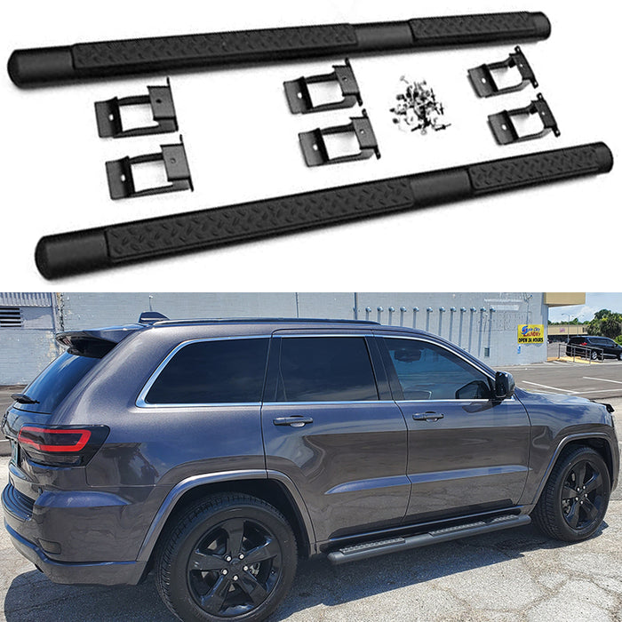 Saremas All Black Round Tube Running Board Side Step Nerf Bar for Jeep Grand Cherokee 2011-2021
