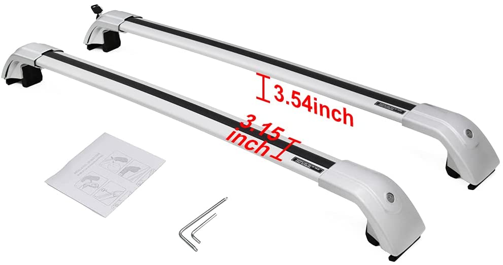 Saremas Off-road Luggage Carrier Lockable All Silver Crossbar Cross Bar Roof Rack for Ford Escape Kuga 2020 2021