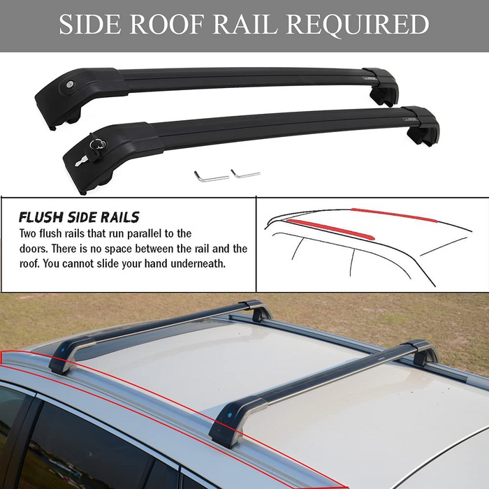 Saremas Off-road Luggage Carrier Lockable Black Crossbar Cross Bar Roof Rack for Ford Edge 2015-2021