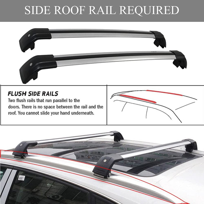Saremas Off-road Luggage Carrier Lockable Silver Crossbar Cross Bar Roof Rack for Ford Edge 2015-2021