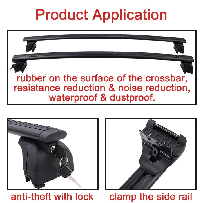 Fit for 2022 Acura MDX Cross Bar Roof Rack Crossbar Black Aluminum Alloy (US STOCK)