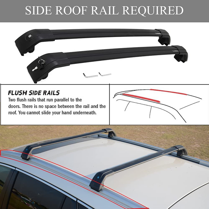 Saremas Adjustable Luggage Carrier Black Crossbars Cross Bars Roof Racks for Jaguar F-pace 2016-2021