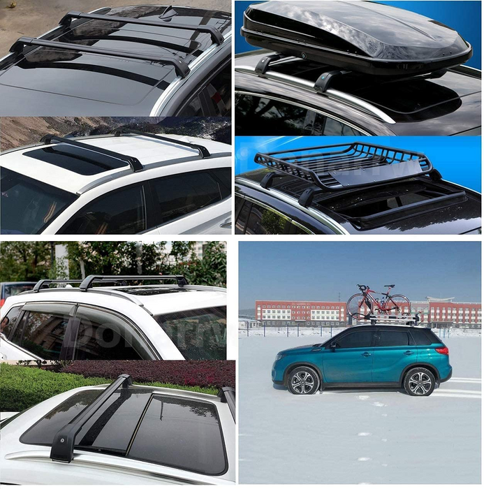 Saremas Adjustable Luggage Carrier Black Crossbars Cross Bars Roof Racks for Jaguar F-pace 2016-2021