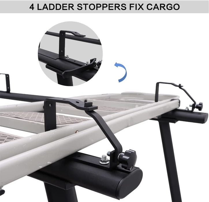 Saremas Universal Adjustable Aluminum Pickup Truck Bed Ladder Rack with Ladder Stops