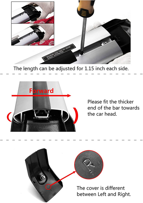 Saremas Adjustable Luggage Carrier Black Crossbars Cross Bars Roof Racks for Jaguar F-pace 2016-2021