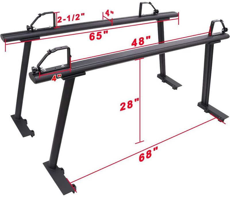 Saremas Universal Adjustable Aluminum Pickup Truck Bed Ladder Rack with Ladder Stops