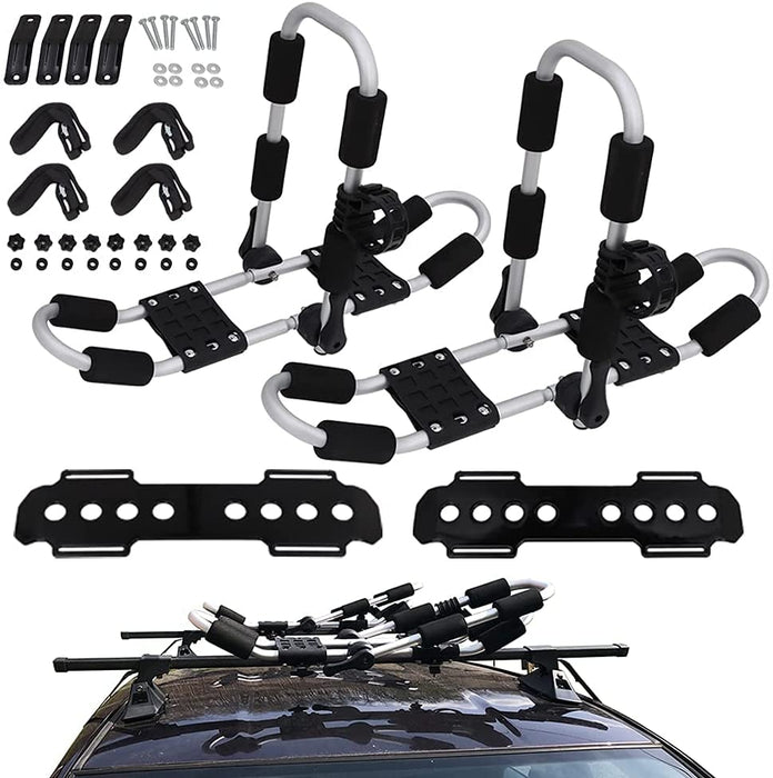 Saremas 2PCS Upgrade Aluminum Alloy Kayak Carrier Roof Rack Top Mount on Car Cross Bar