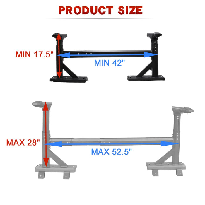 Saremas Universal Medium Height Adjustable Aluminum Truck Bed Ladder Rack for Pickups Without Tonneau Cover