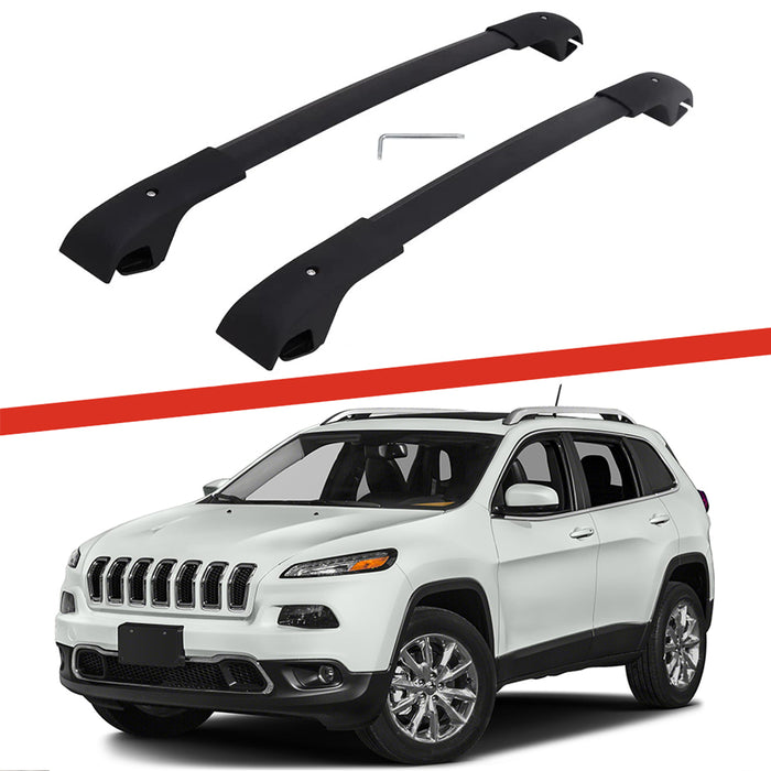 Saremas Black Aluminum Alloy Roof Rack Crossbar Cross Bar for Jeep Cherokee 2014-2021