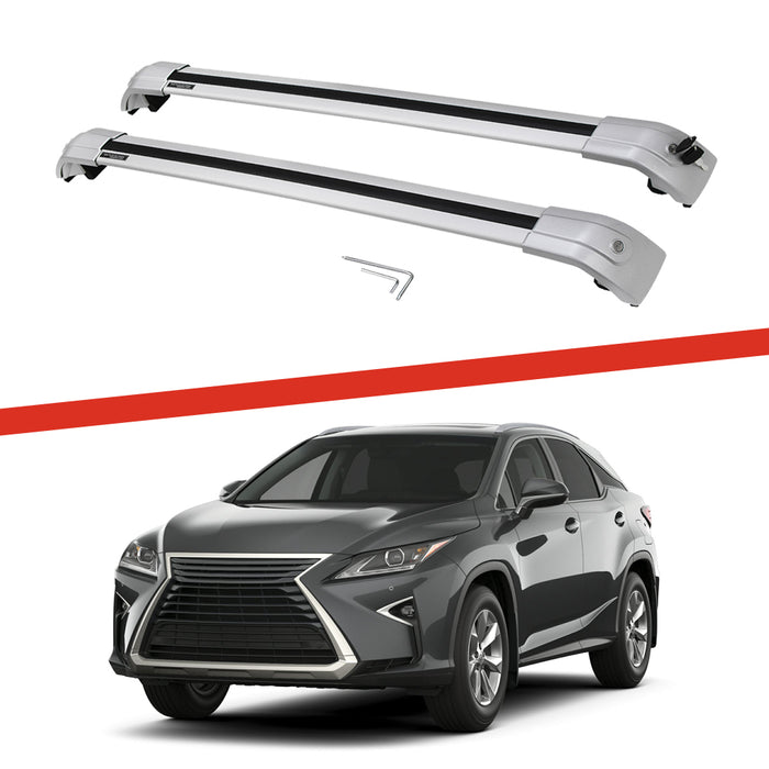 Saremas Adjustable Luggage Carrier All Silver Crossbars Cross Bars Roof Racks for Lexus RX RX350 RX350L RX450h RX450hL 2016-2021